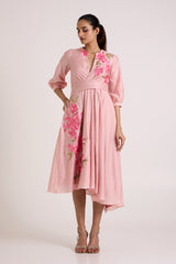 Ice Pink Mezlyn - Pinched Waist Midi Dress