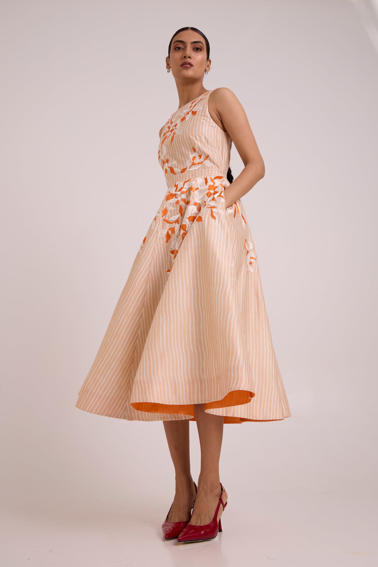 Roselyn - Almond & Autumn Midi Dress