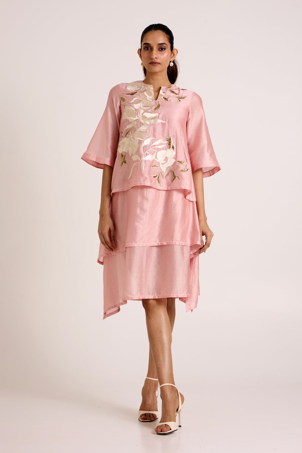 Ice Pink Quinn - Terraced Short Dress