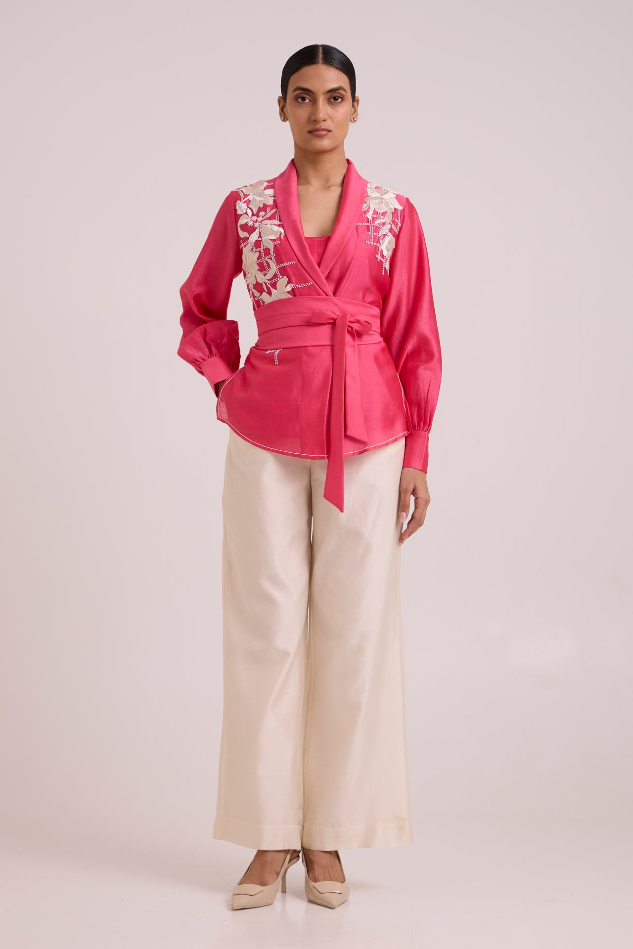 Petra - Wrap Blazer Top + Obi Belt + Pant Set
