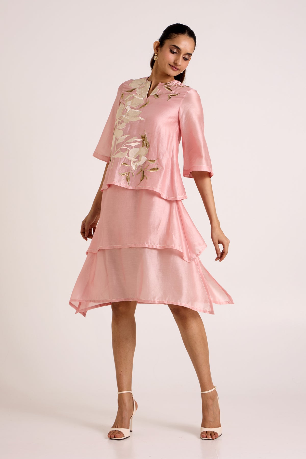 Ice Pink Quinn - Terraced Short Dress