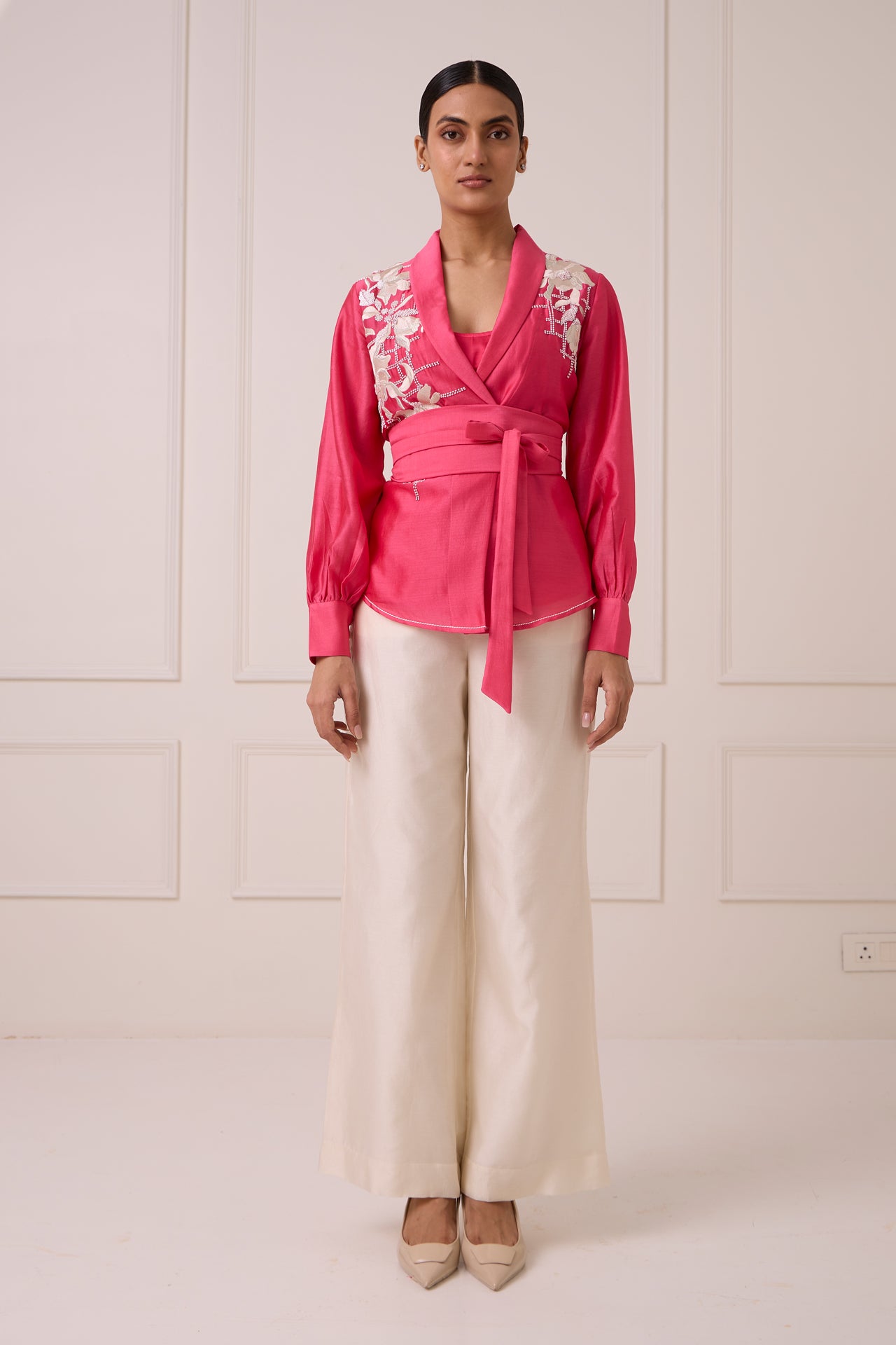 Petra - Wrap Blazer Top + Obi Belt + Pant Set