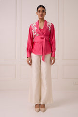 Petra - Wrap Blazer Top + Obi Belt + Pant Set