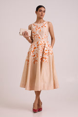 Roselyn - Almond & Autumn Midi Dress