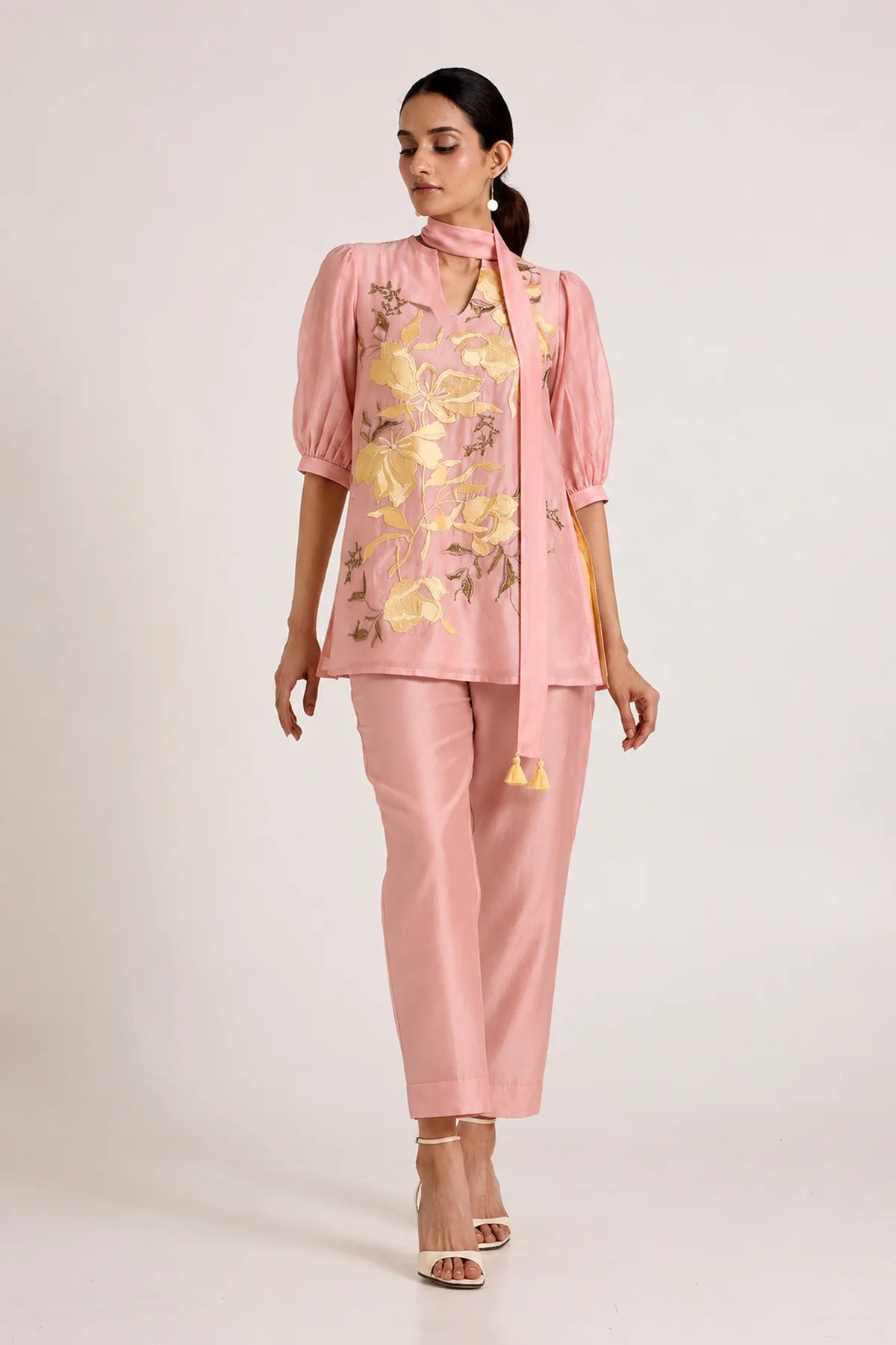 Ice Pink Lysha - Sleek Scarf Evening Top + Pants
