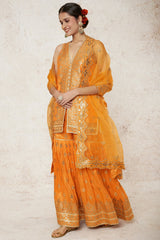 Rakhi Seeveless Kurta With Sharara and Dupatta