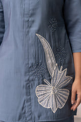 GREY COTTON EMBROIDERD CO-ORD SET