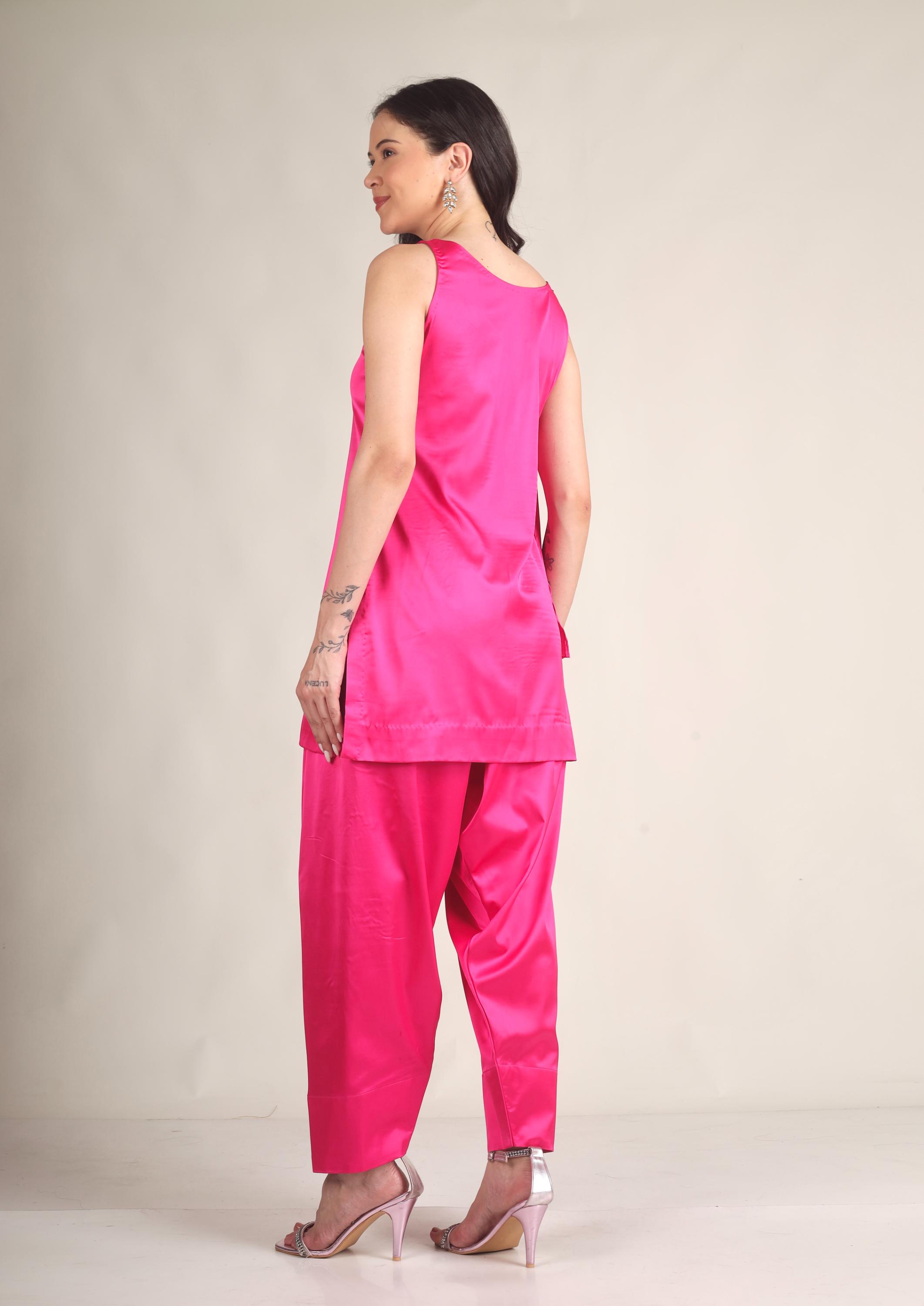 Women's Lycra net seqn Black Stitched Kurta & Pant set