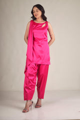 Women's Lycra net seqn Black Stitched Kurta & Pant set