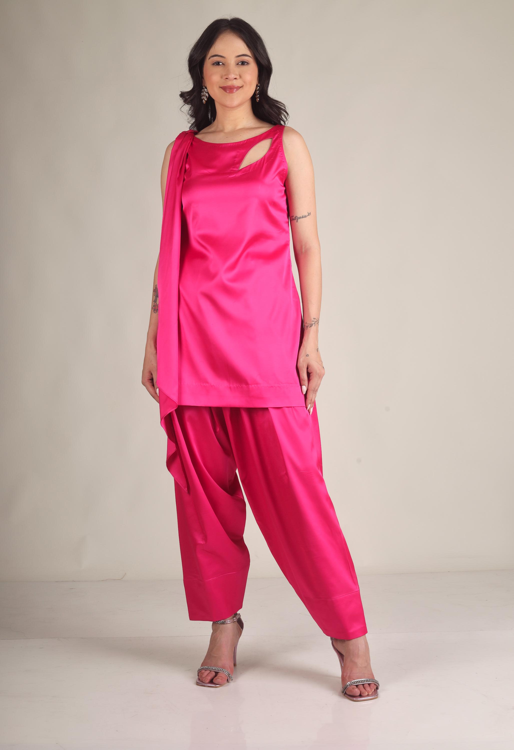 Women's Lycra net seqn Black Stitched Kurta & Pant set