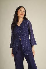 Women's Georgette Midnight blue Co-ord set