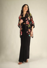 Women's Crepe silk Black Indo-western