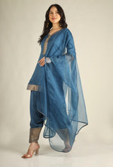 Women's Modal satin Steel Blue Suit sets