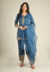 Women's Modal satin Steel Blue Suit sets
