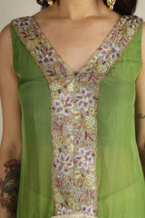 Women's Organza Green Indo-western/ Co-ord set