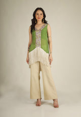 Women's Organza Green Indo-western/ Co-ord set