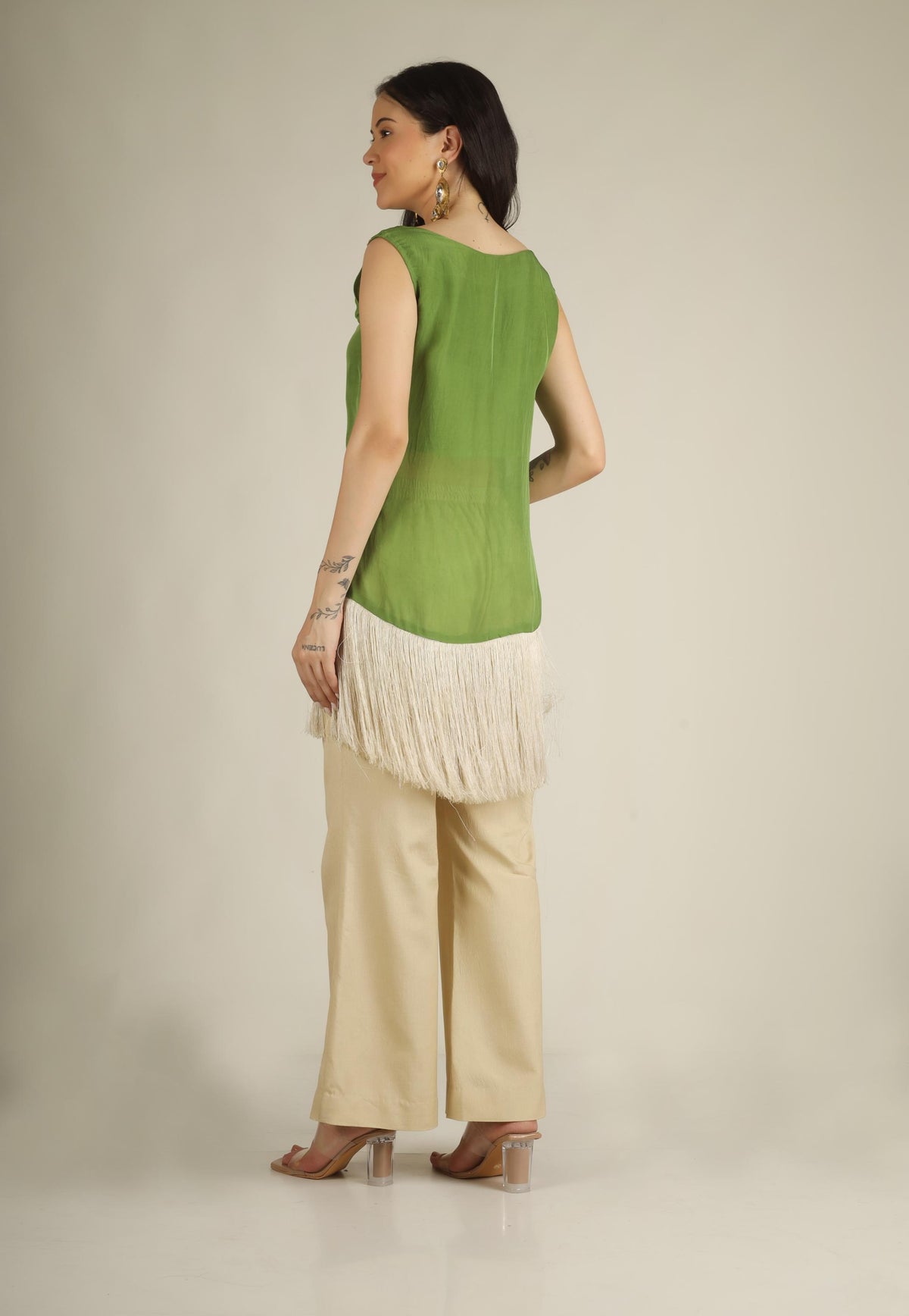 Women's Organza Green Indo-western/ Co-ord set