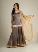 Women's Kanji Silk Purple Mauve Sharara suits/ suit sets
