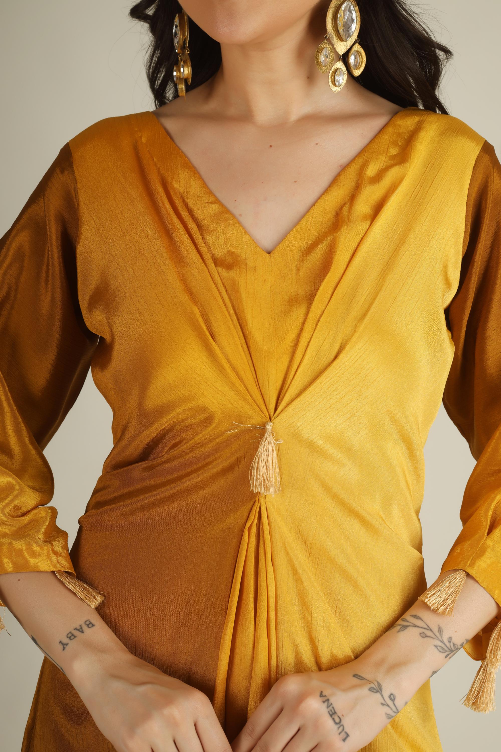 Women's Yellow ombre Indo- western