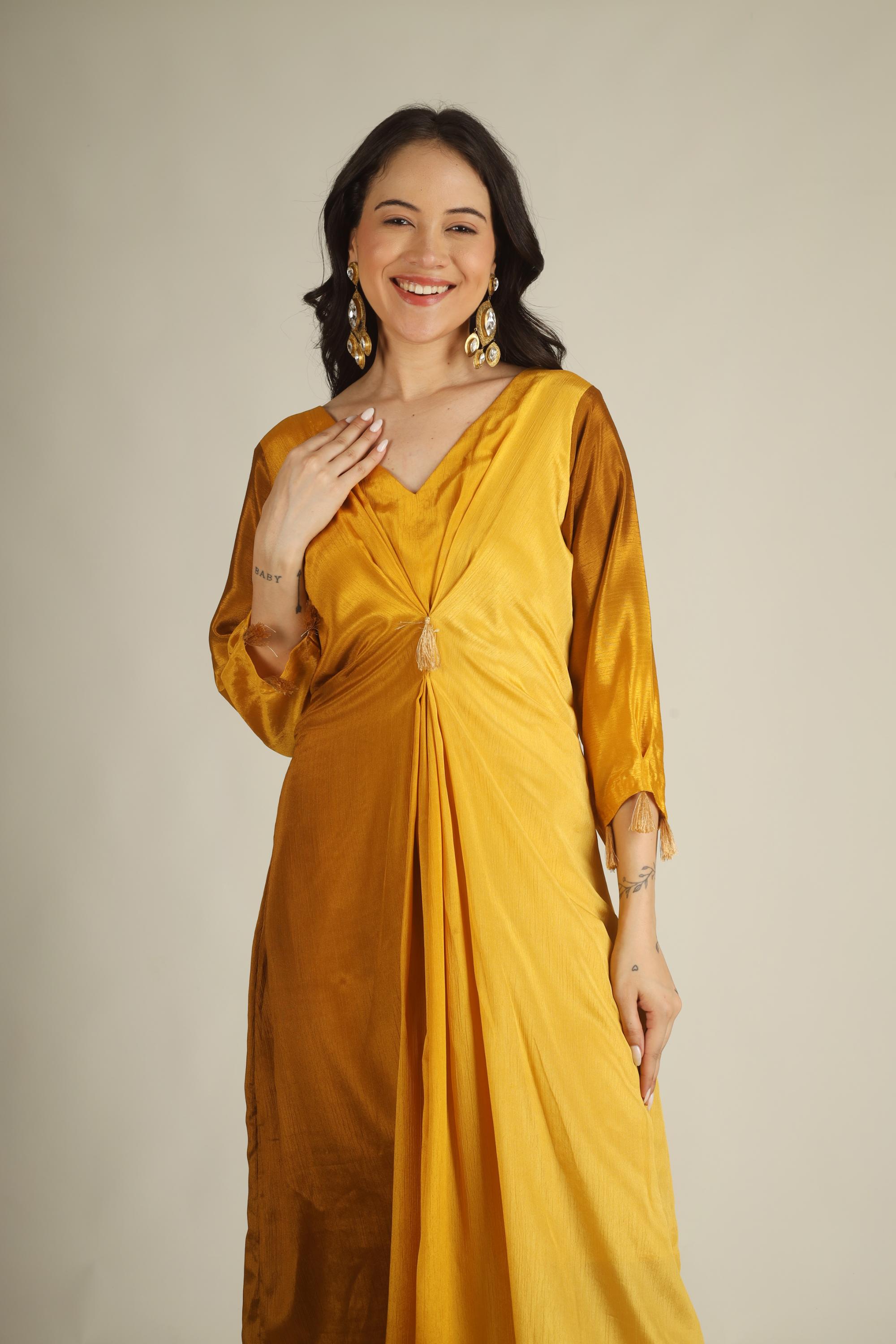 Women's Yellow ombre Indo- western