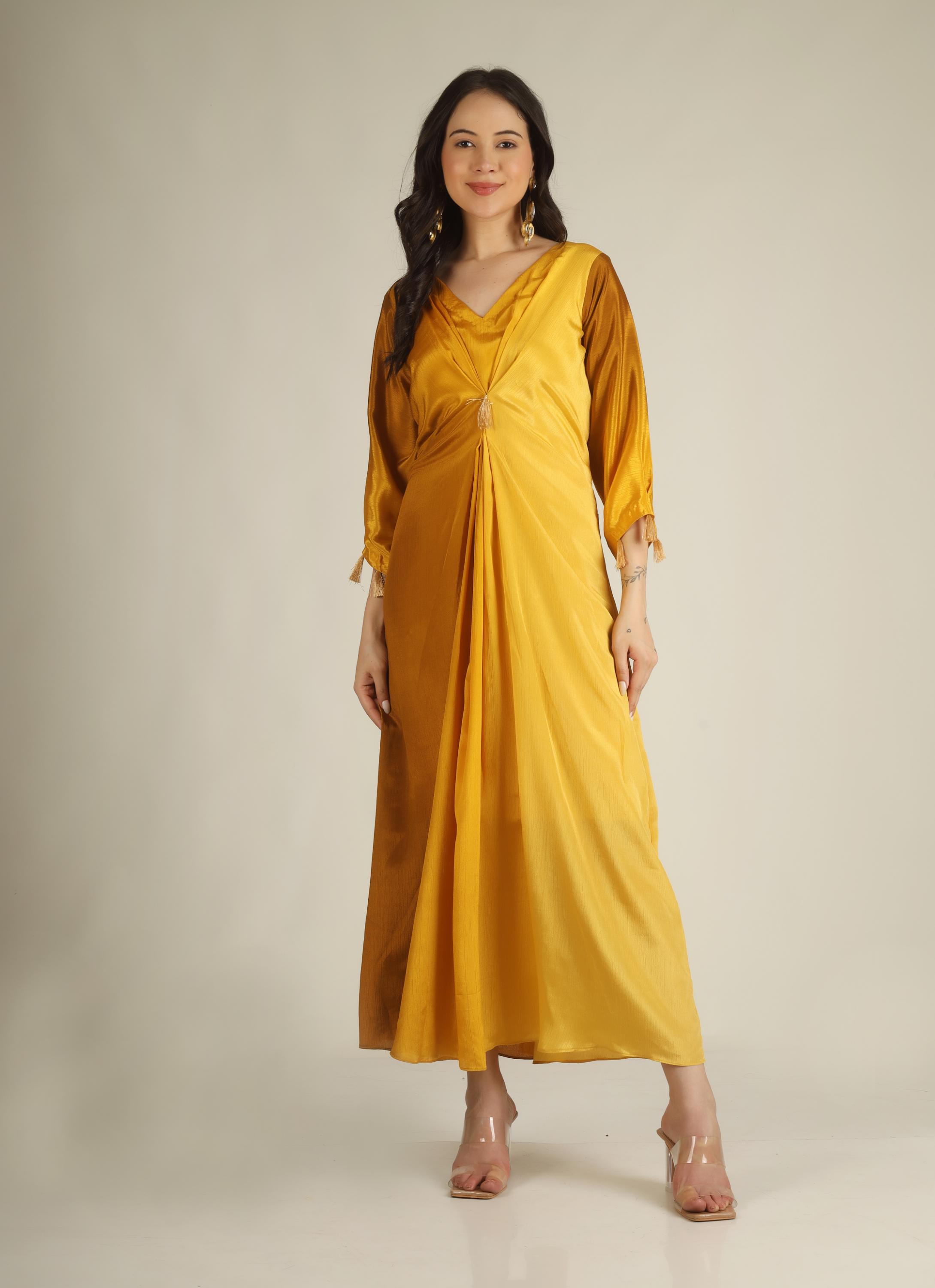 Women's Yellow ombre Indo- western