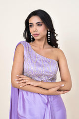 Women's Net Lilac Indo-western