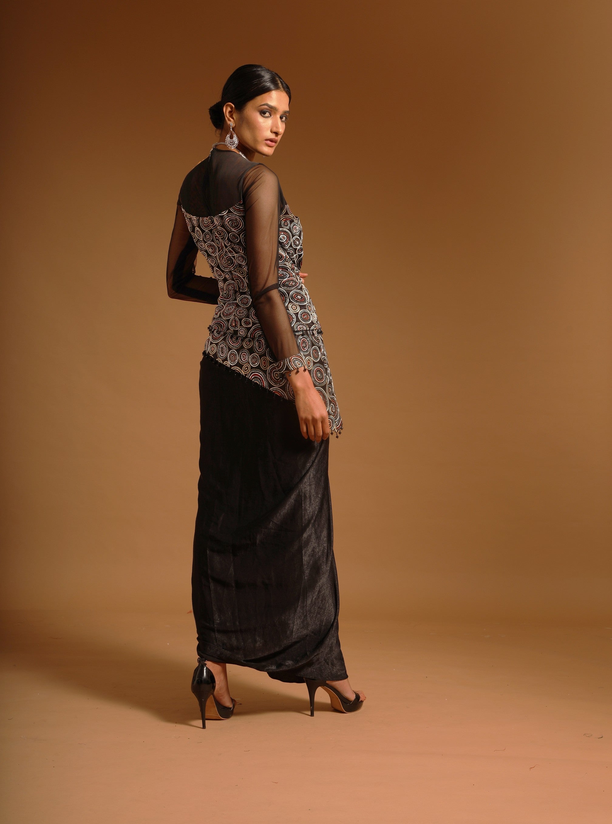 Black ajrakh embroidered dress