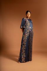 Blue ajrakh patchwork jumpsuit