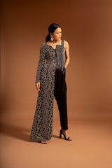 Black fully embroidered one flap ajrakh jumpsuit