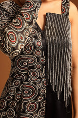 Black fully embroidered one flap ajrakh jumpsuit