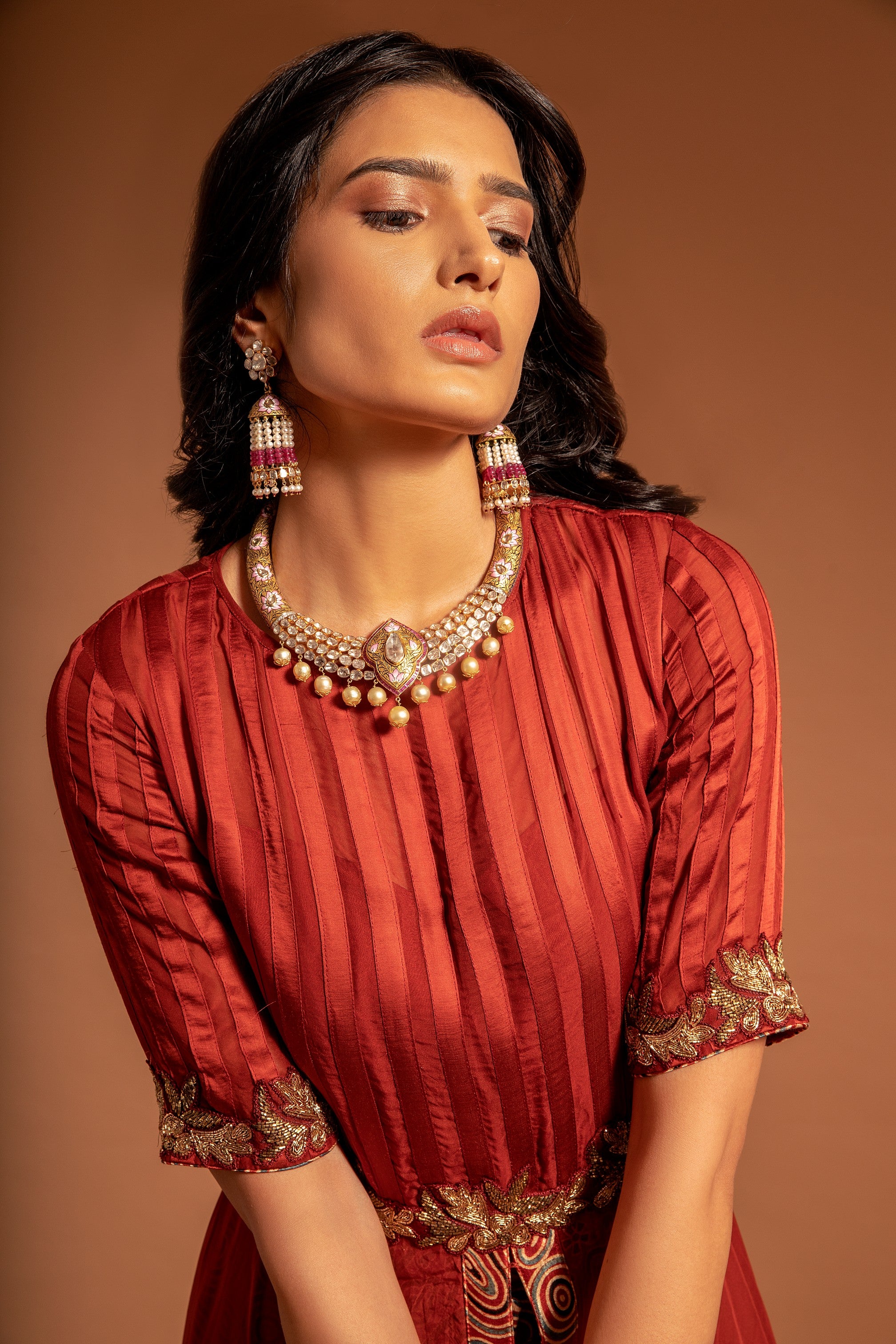ANTLIA ORGANZA ANARKALI GOWN WITH FRONT SLIT