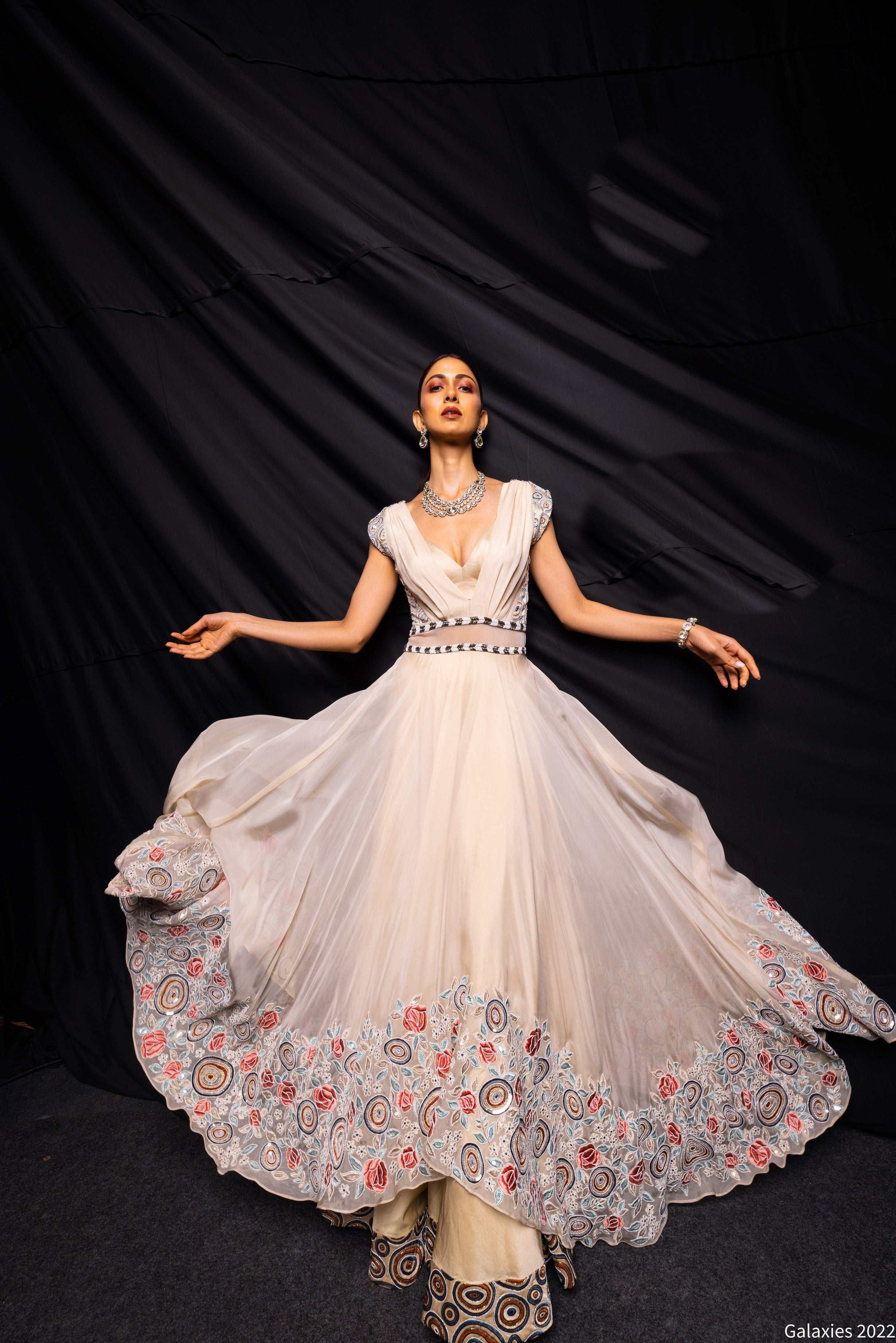 STARLA COWL NECK DOUBLE LAYERED GOWN