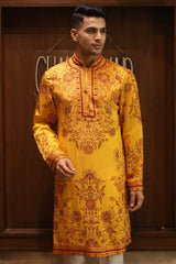 Yellow Linen Satin Kurta