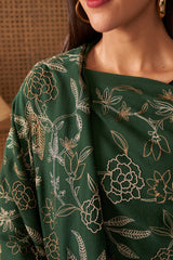 Golden Peony | Embroidered Fine Merino Wool Stole