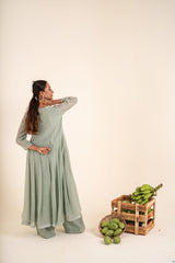 Ocean Blue Anarkali Set