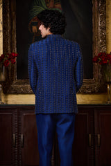 COBALT BLUE RAW SILK JODHPURI SUIT