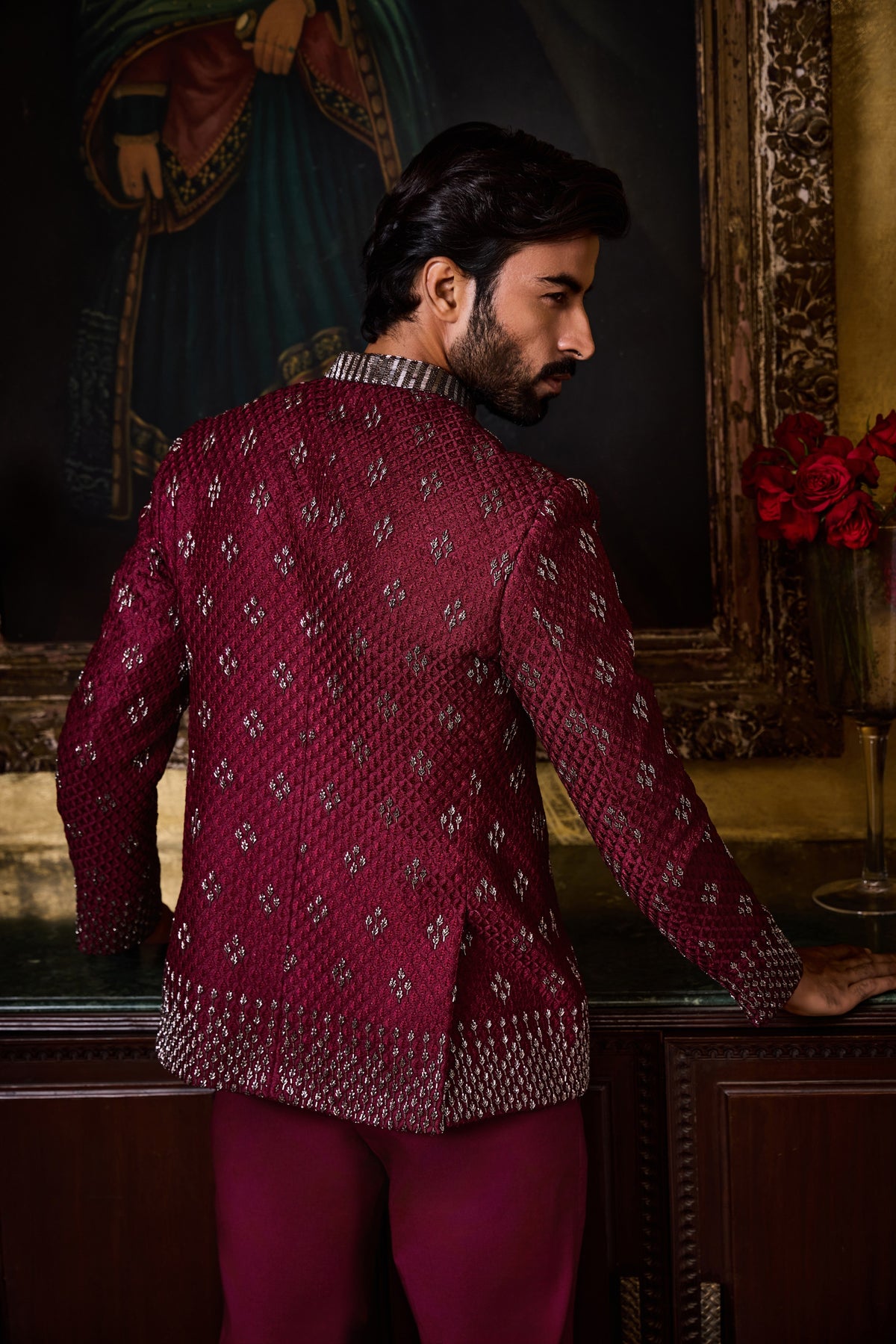 BURGUNDY JODHPURI SET