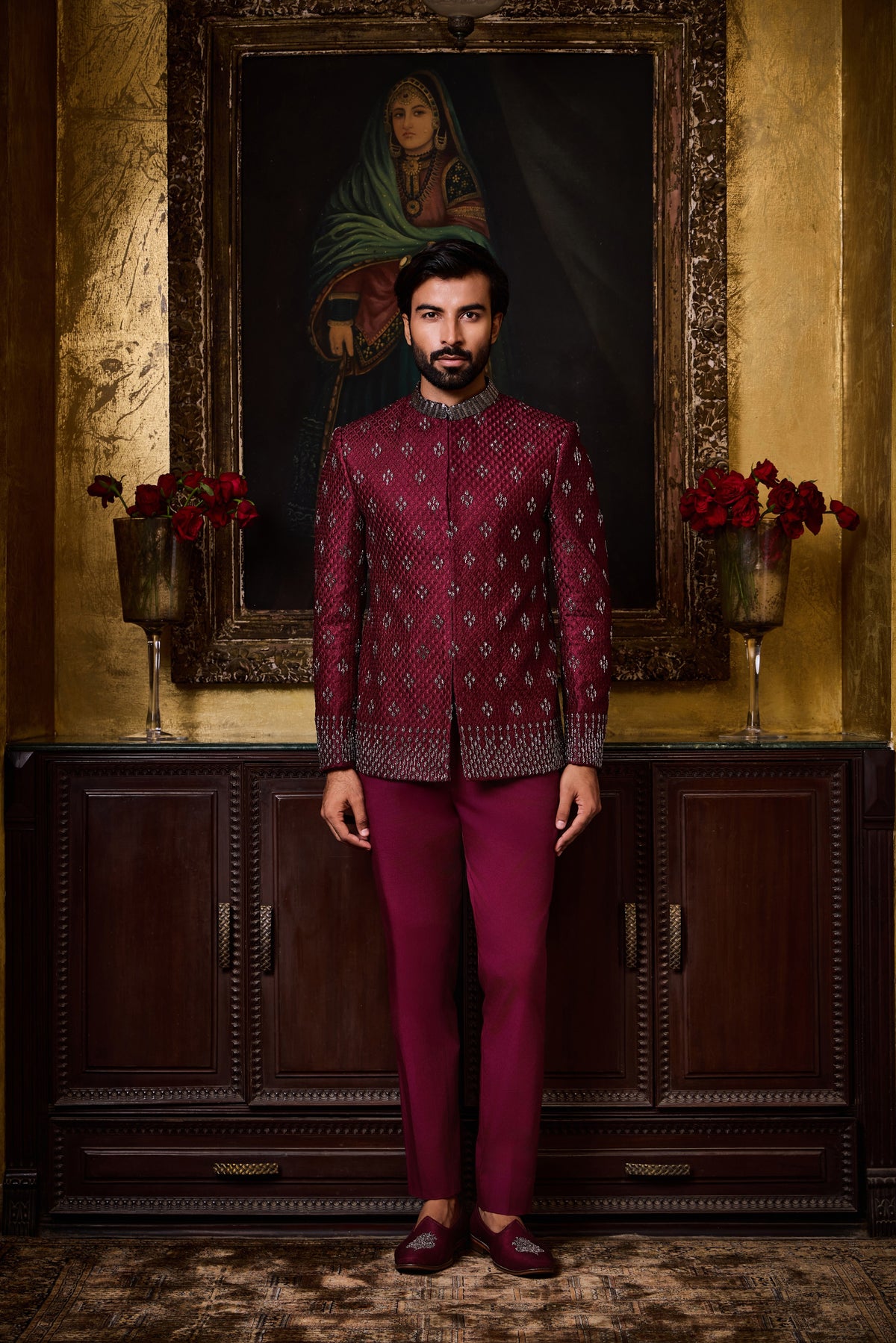 BURGUNDY JODHPURI SET