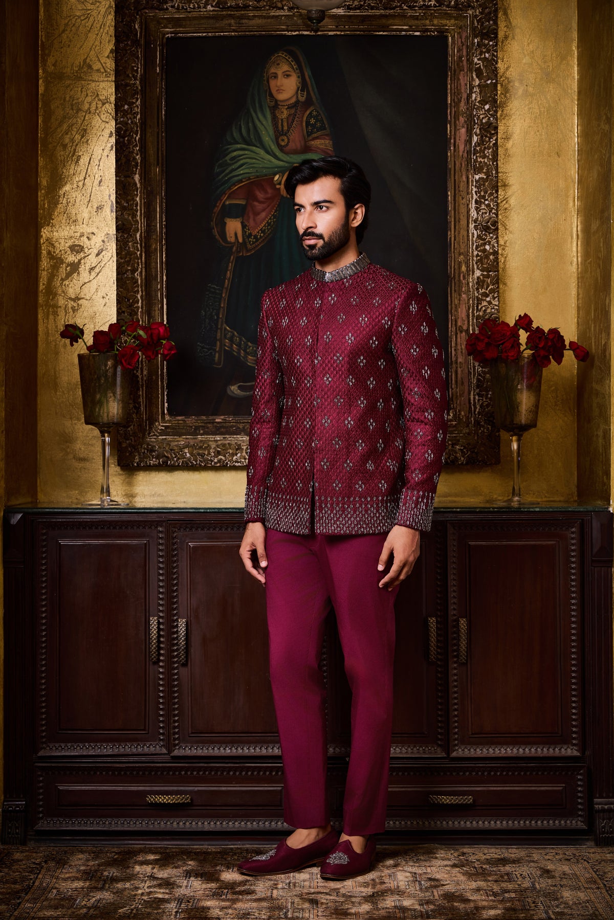 BURGUNDY JODHPURI SET