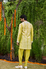 MEHENDI GREEN SHIBORI KURTA DHOTI SET