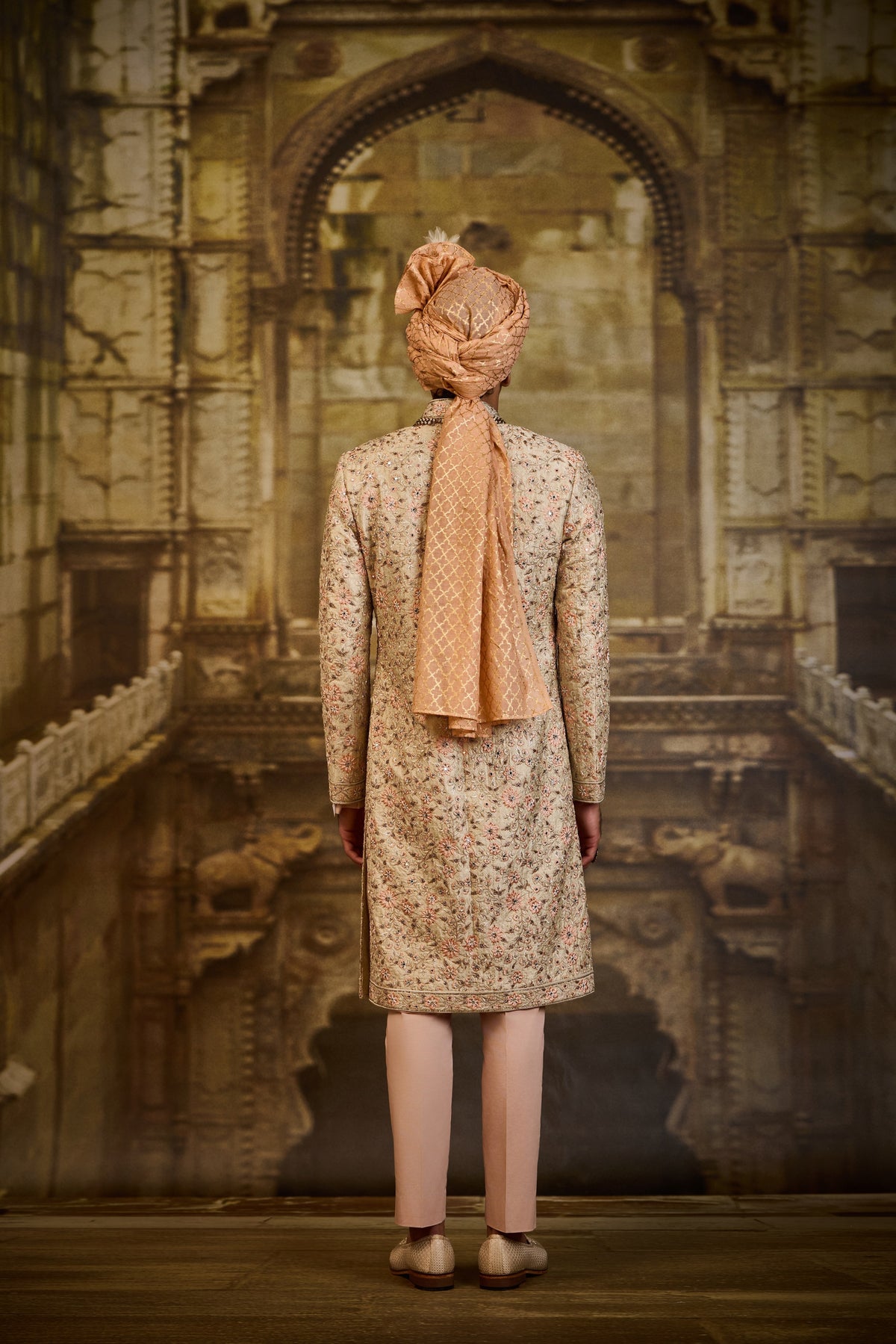 IVORY BROCADE SHERWANI SET
