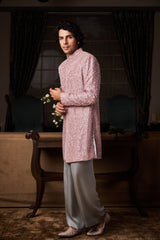 DUSTY ROSE PINK SHORT SHERWANI SET