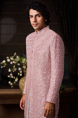 DUSTY ROSE PINK SHORT SHERWANI SET