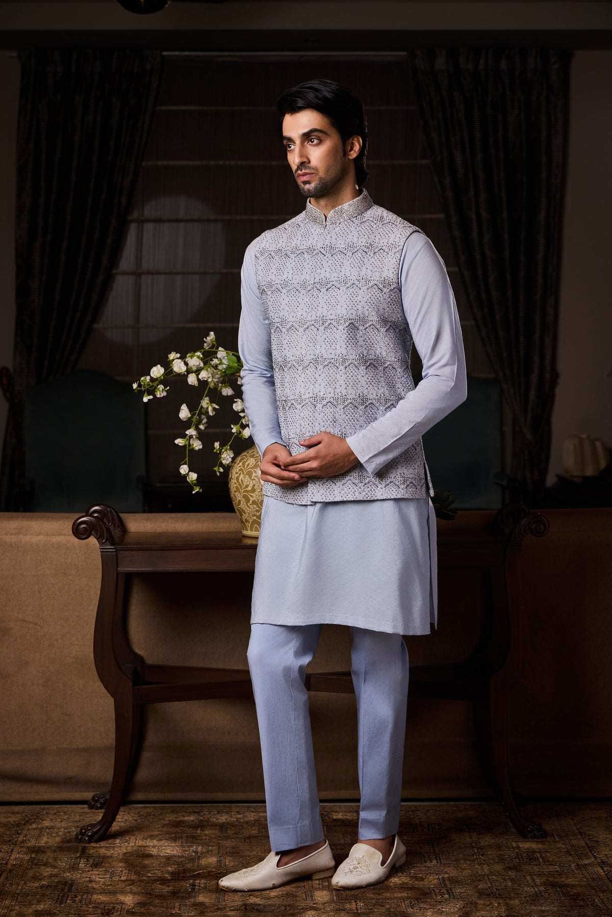 POWDER BLUE BUNDI SET
