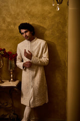 BEIGE SHERWANI KURTA CHURIDAR SET