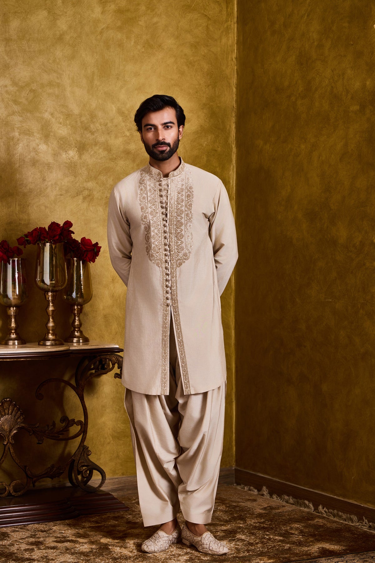 BEIGE KURTA PATIALA SALWAR SET