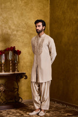 BEIGE KURTA PATIALA SALWAR SET