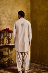 BEIGE KURTA PATIALA SALWAR SET