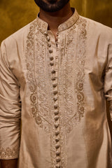BEIGE KURTA PATIALA SALWAR SET