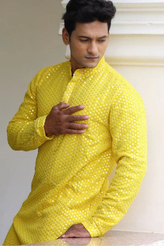 Ziba Yellow Mirrored Kurta